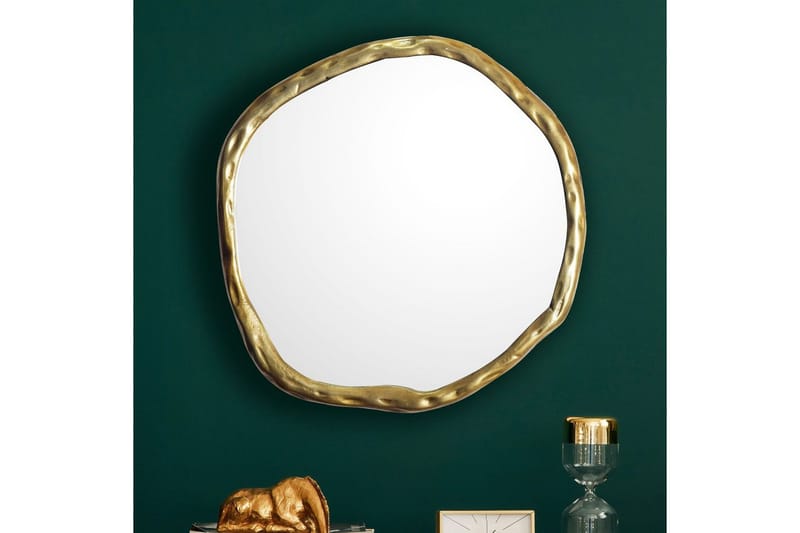 Speil Wohnling Asymmetrisk metallramme rund 60 cm - Innredning - Speil - Veggspeil