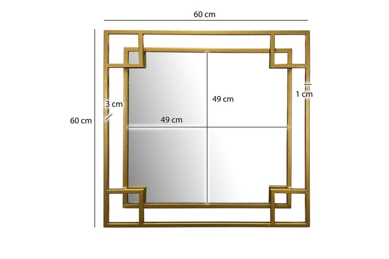 Speil Wohnling Kvadratisk geometrisk 60 cm metallramme moderne - Innredning - Speil - Veggspeil