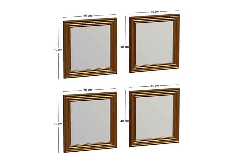 Speilsett (4 deler) Miyo Gull - Gull - Innredning - Speil - Speilmøbler - Speilkube