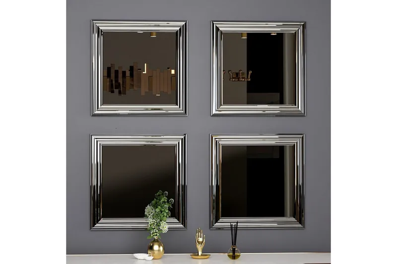 Speilsett (4 deler) Miyo Sølv - Sølv - Innredning - Speil - Speilmøbler - Speilkube