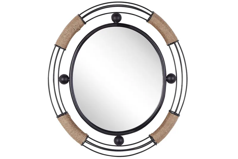 Väggspegel Beliani Moulins Black||Beige, undefined