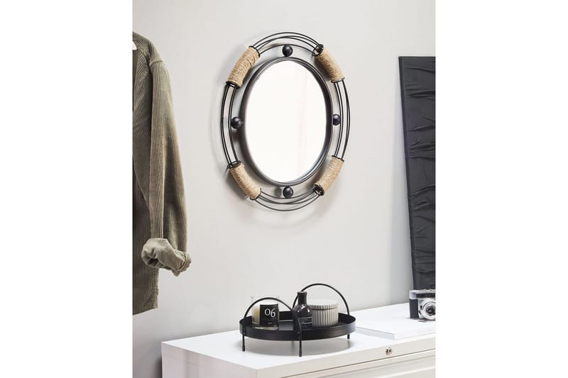 Väggspegel Beliani Moulins Black||Beige - Innredning - Speil - Veggspeil