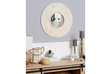 Väggspegel Beliani Pomaro Light colored wood||White - Innredning - Speil - Veggspeil