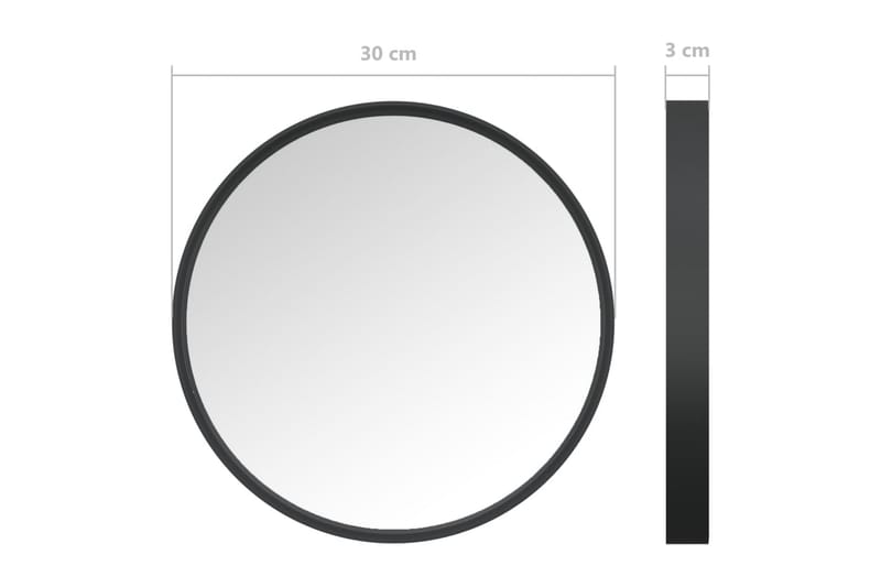 Veggspeil 30 cm svart - Svart - Veggspeil - Gangspeil