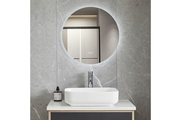 Baderomsspeil Rund 40 cm med LED-belysning og anti-dugg