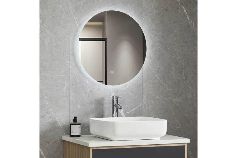Baderomsspeil Rund 40 cm med LED-belysning og anti-dugg - Lyfco - Innredning - Speil - Veggspeil