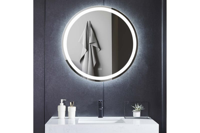Baderomsspeil Rund 60 cm med LED-belysning, anti-dugg og dimmer, undefined