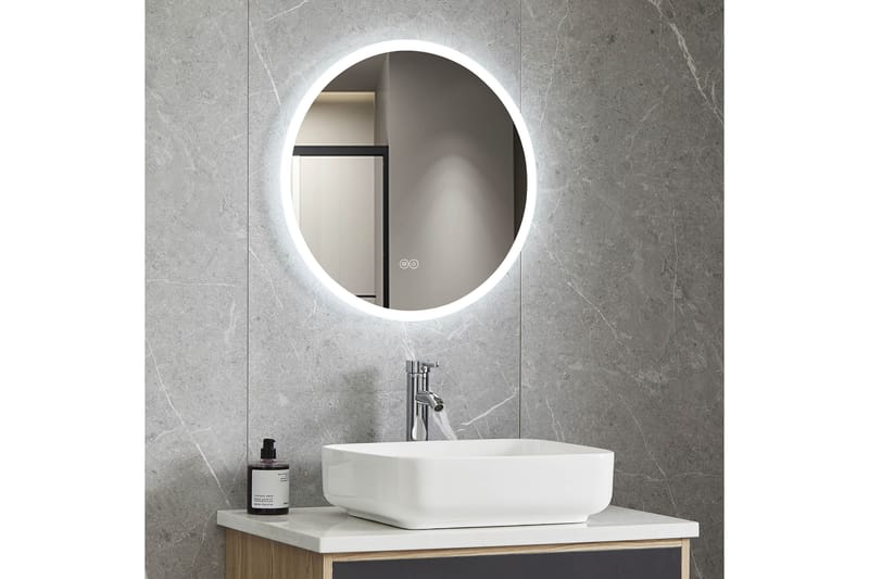Baderomsspeil Rund 60 cm med LED-belysning og anti-dugg - Innredning - Speil - Veggspeil