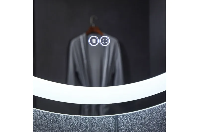 Baderomsspeil Rund 80 cm med LED-belysning, anti-dugg og dimmer - Innredning - Speil - Veggspeil