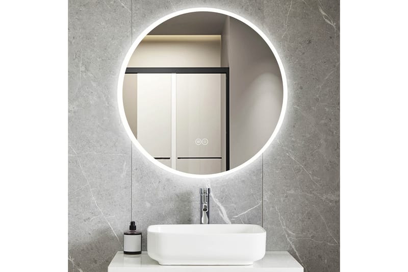 Baderomsspeil Rund 80 cm med LED-belysning og anti-dugg, undefined