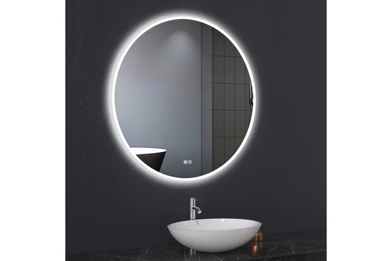 Baderomsspeil Rund 80 cm med LED-belysning og anti-dugg - Innredning - Speil - Veggspeil