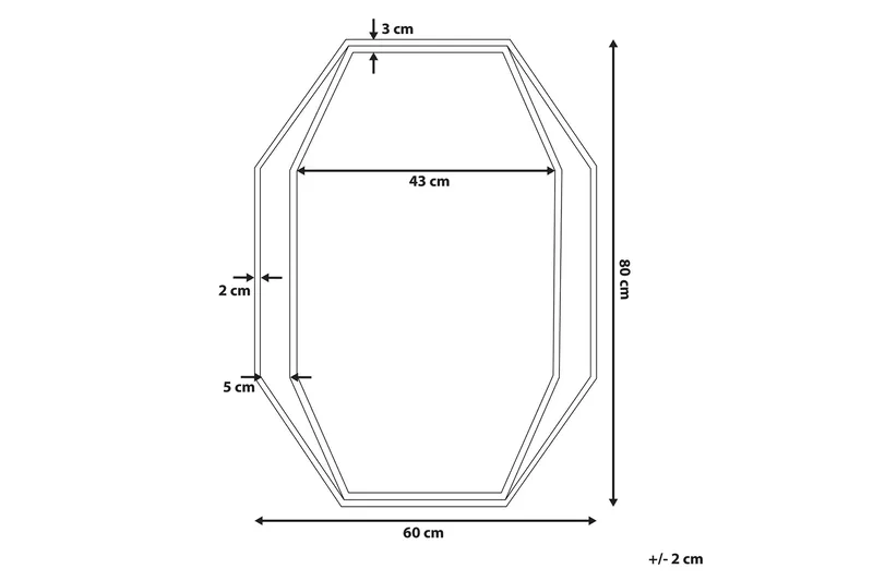 Bagron Speil 80x60 cm - Grå - Innredning - Speil - Veggspeil