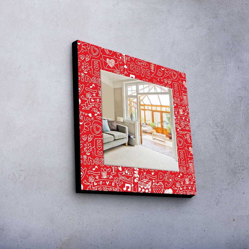 Denisova Dekorspeil 50x50 cm Christmas - Speilglass / stoff / flerfarget - Veggspeil - Gangspeil