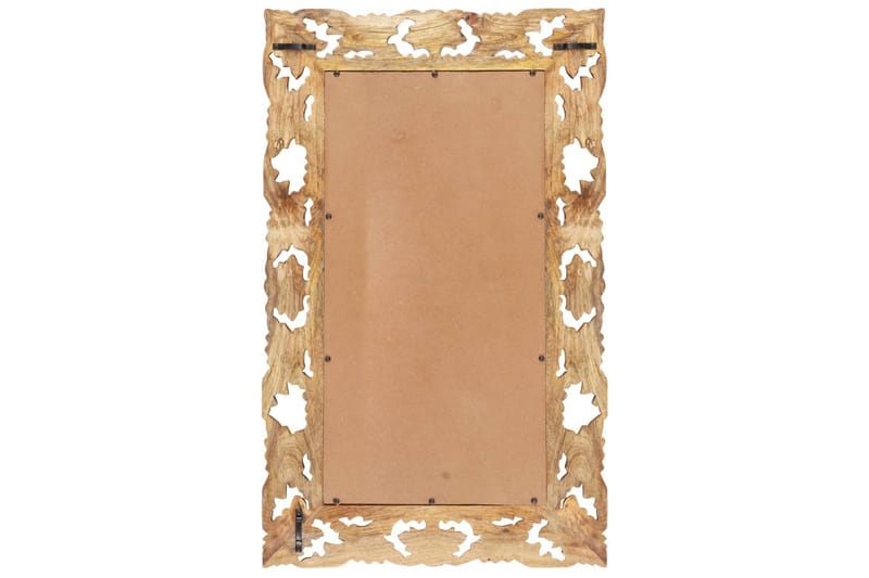Håndskåret speil brun 80x50 cm heltre mango - Brun - Innredning - Speil - Veggspeil