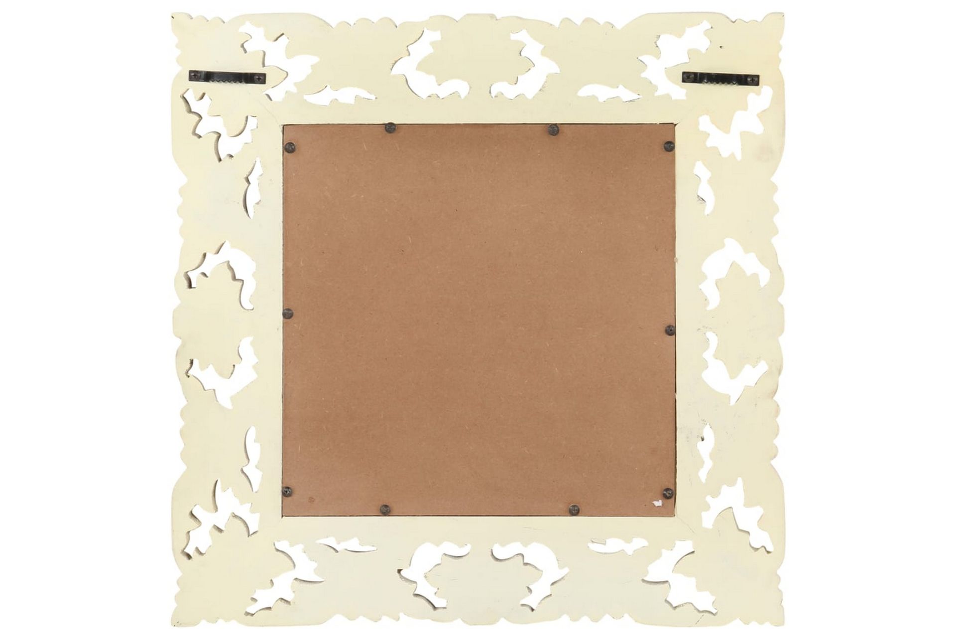 Håndskåret speil hvit 50x50 cm heltre mango - Hvit - Innredning - Speil - Veggspeil
