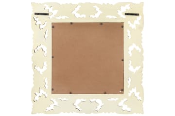 Håndskåret speil hvit 50x50 cm heltre mango - Hvit - Innredning - Speil - Veggspeil