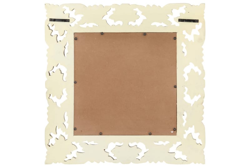 Håndskåret speil hvit 50x50 cm heltre mango - Hvit - Innredning - Speil - Veggspeil