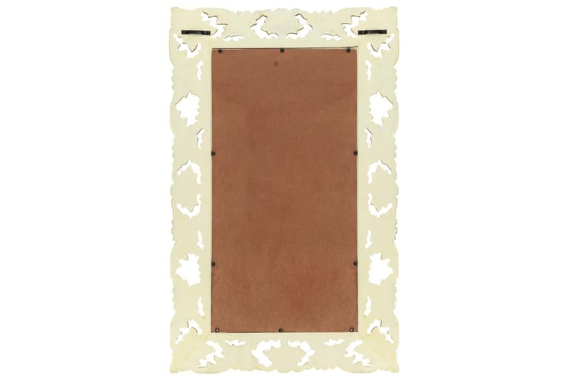 Håndskåret speil hvit 80x50 cm heltre mango - Hvit - Innredning - Speil - Veggspeil