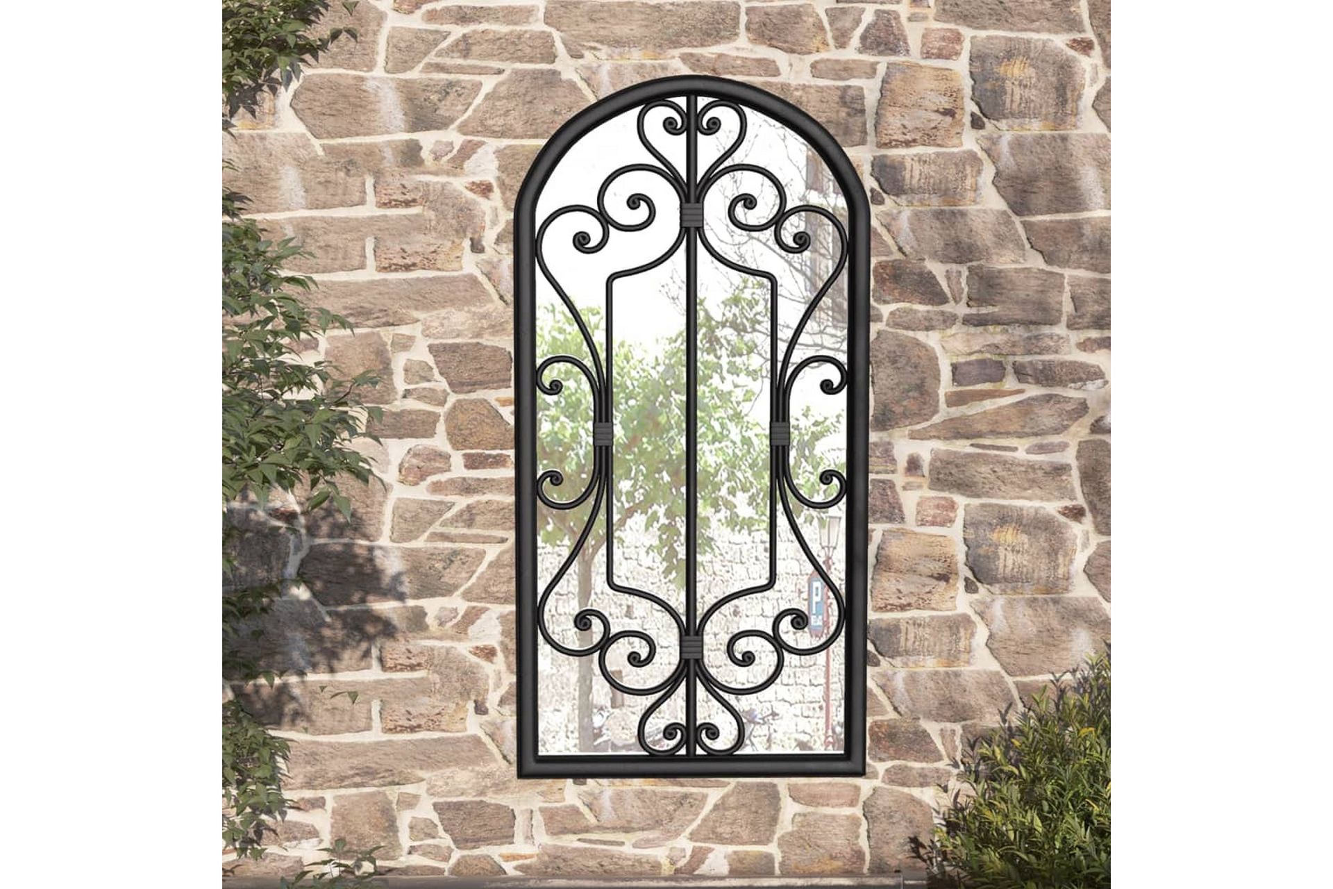 Hagespeil svart 70x30 cm for utendørs bruk jern - Svart - Innredning - Speil - Veggspeil