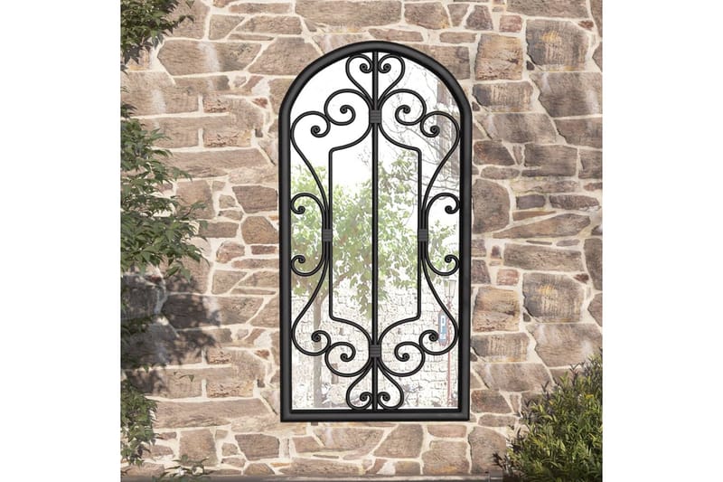 Hagespeil svart 70x30 cm for utendørs bruk jern - Svart - Innredning - Speil - Veggspeil