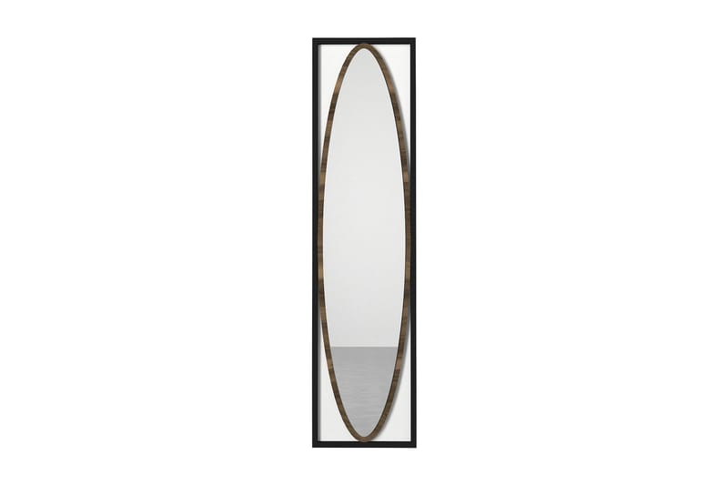 Machek Speil 39 cm - Svart|Valnøtt - Veggspeil - Gangspeil - Helkroppsspeil
