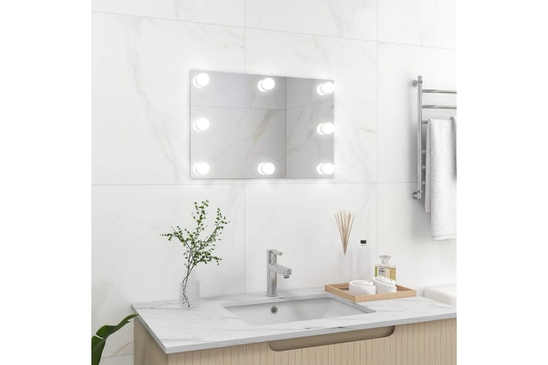 Veggspeil med LED-lys rektangulær glass - Silver - Innredning - Speil - Veggspeil