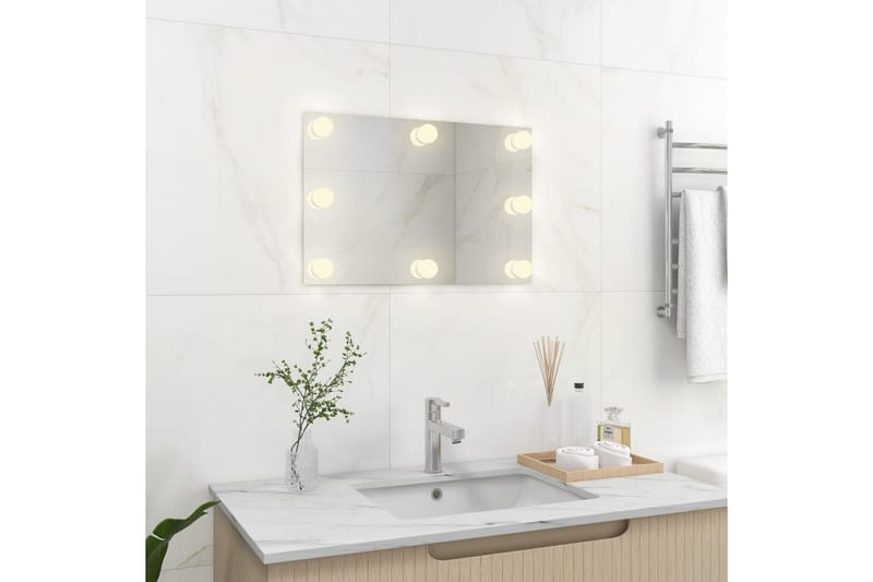Veggspeil med LED-lys rektangulær glass - Silver - Innredning - Speil - Veggspeil