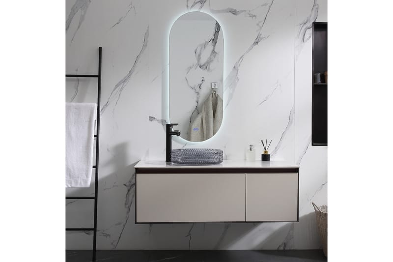 Olivia Oval LED-speil med antifog-funksjon 45x110cm Sølv - Lyfco - Veggspeil - Gangspeil