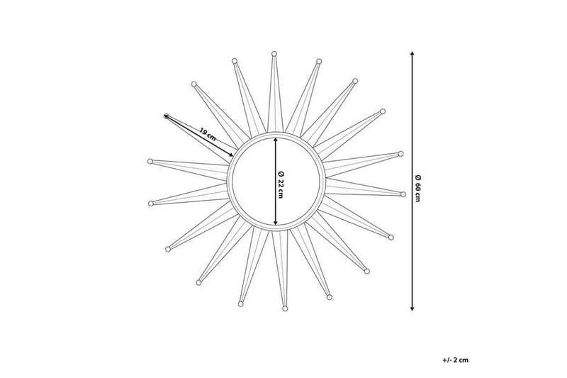 Perelli Speil 60 cm - Gull - Innredning - Speil - Veggspeil