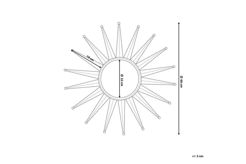 Perelli Speil 60 cm - Gull - Veggspeil - Gangspeil