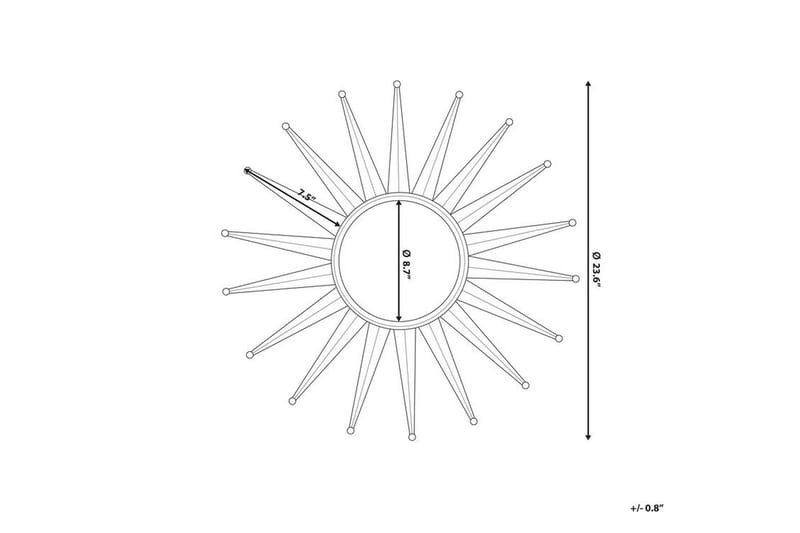 Perelli Speil 60 cm - Gull - Veggspeil - Gangspeil