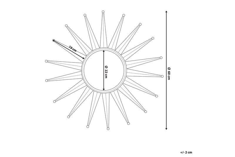 Perelli Speil 60 cm - Gull - Veggspeil - Gangspeil