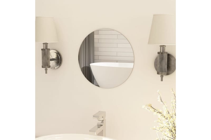 Rammeløst speil rundt 30 cm glass - Silver - Veggspeil - Gangspeil