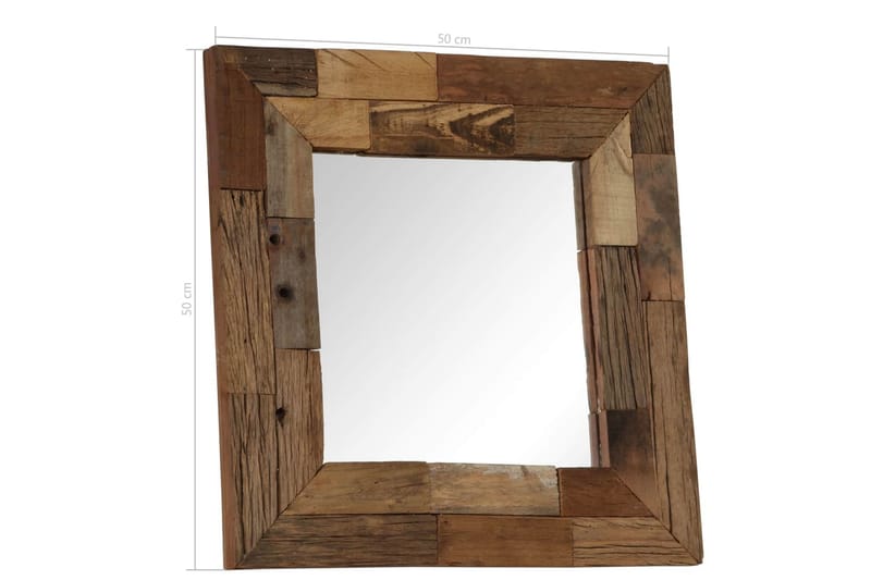 Speil gjenvunnet heltre 50x50 cm - Veggspeil - Gangspeil