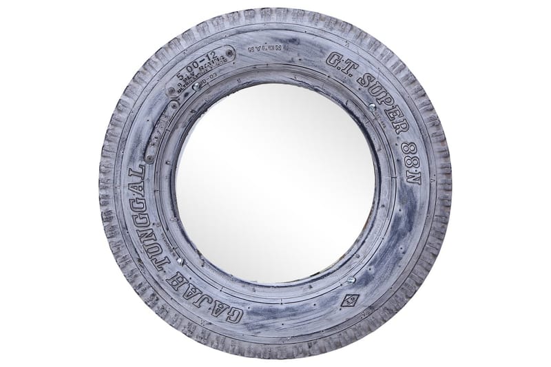 Speil hvit 50 cm gjenvunnet gummidekk - Hvit - Veggspeil - Gangspeil