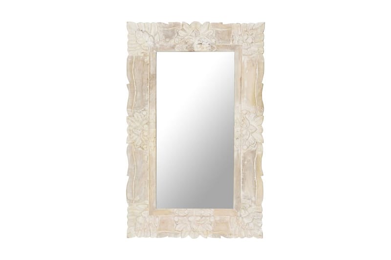 Speil hvit 80x50 cm heltre mango - Hvit - Veggspeil - Gangspeil