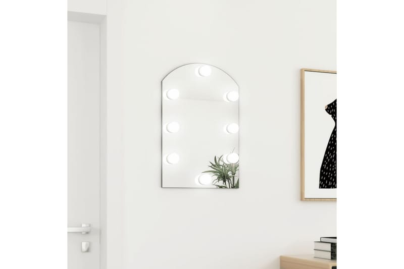Speil med LED-lys 60x40 cm glass oval - Silver - Veggspeil - Gangspeil