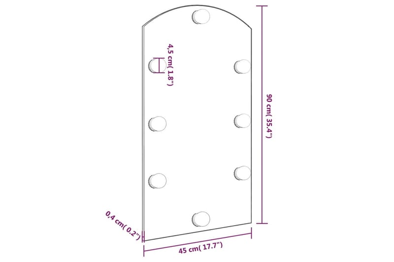 Speil med LED-lys 90x45 cm glass oval - Silver - Innredning - Speil - Veggspeil
