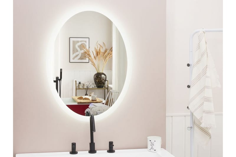 Tamirat Speil Oval med LED-Belysning - Sølv - Veggspeil - Gangspeil