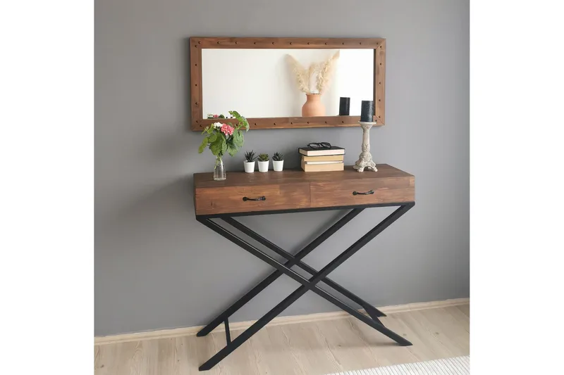 Trekell Dekorasjonsspeil 110 cm - Valnøtt - Innredning - Speil - Veggspeil