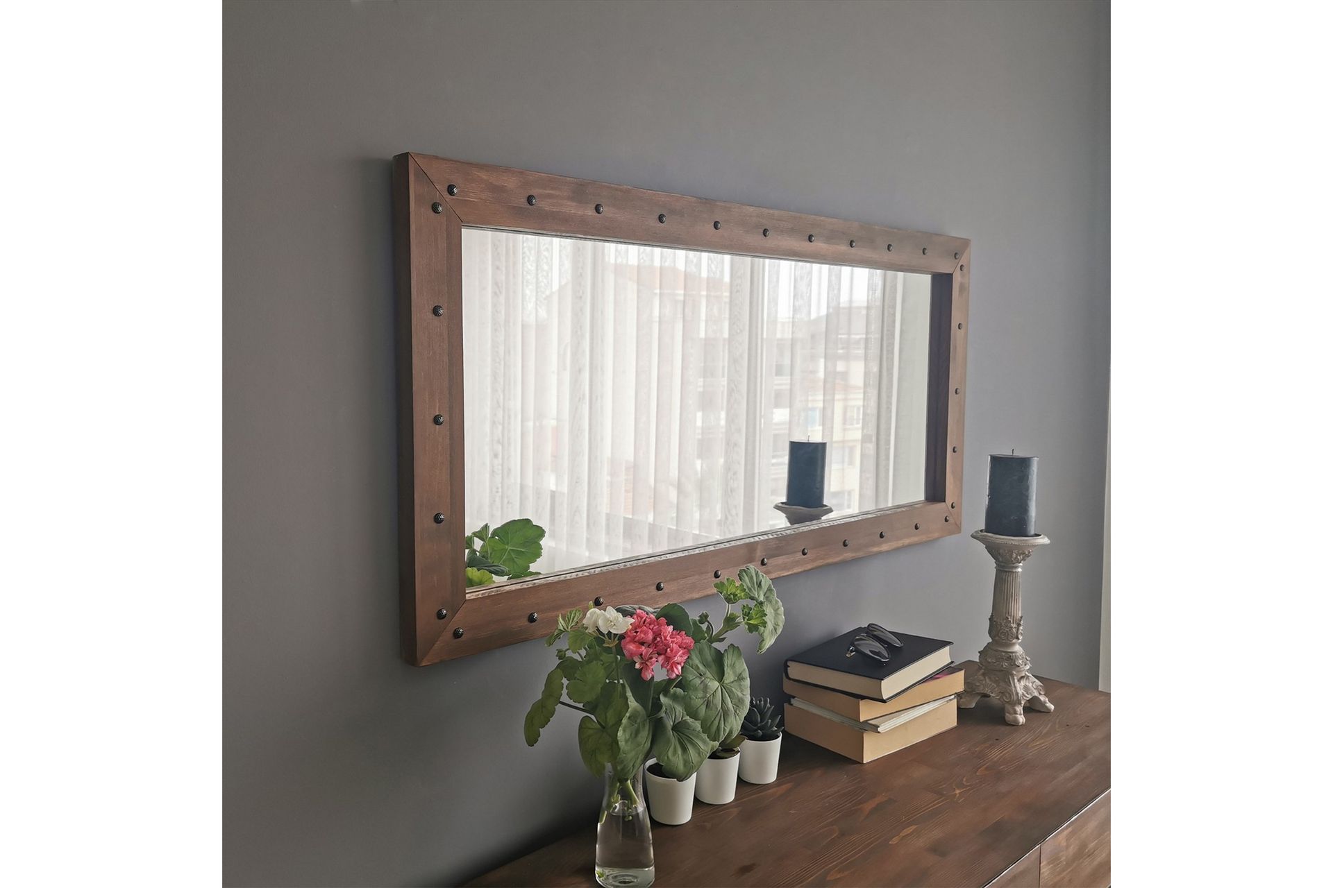 Trekell Dekorasjonsspeil 110 cm - Valnøtt - Innredning - Speil - Veggspeil