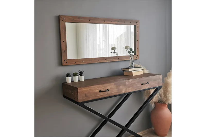 Trekell Dekorasjonsspeil 110 cm - Valnøtt - Innredning - Speil - Veggspeil