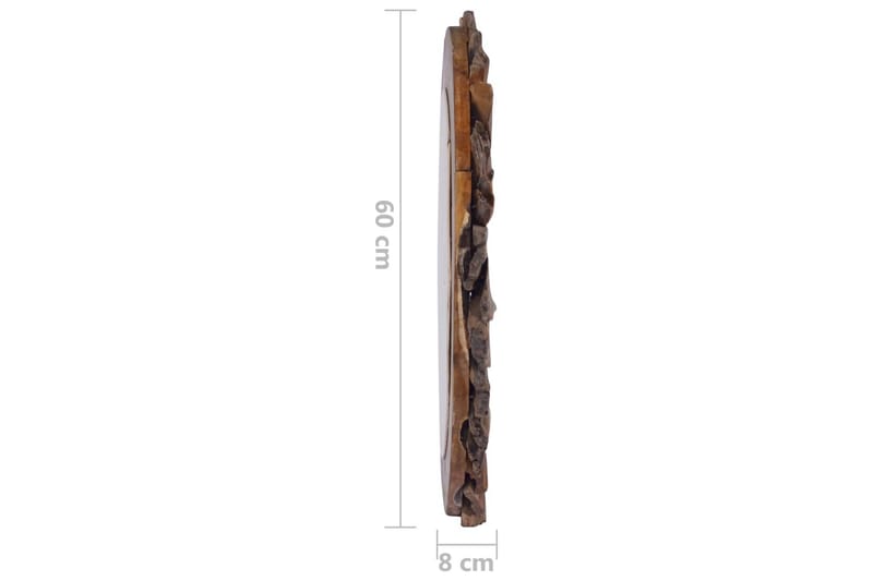 Veggspeil 60 cm teak rund - Brun - Innredning - Speil - Veggspeil