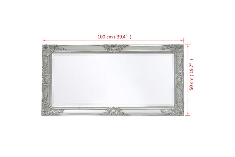 Veggspeil Barokkstil 100x50 cm Sølv - Innredning - Speil - Veggspeil