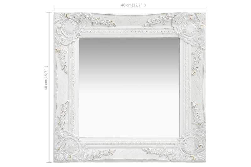 Veggspeil barokkstil 40x40 cm hvit - Innredning - Speil - Veggspeil