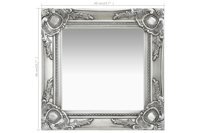 Veggspeil barokkstil 40x40 cm sølv - Veggspeil - Gangspeil