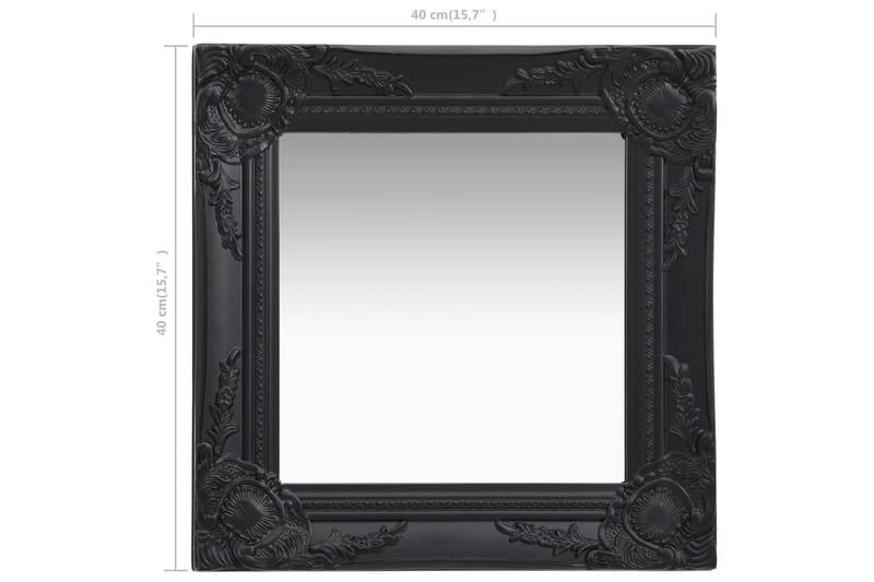 Veggspeil barokkstil 40x40 cm svart - Innredning - Speil - Veggspeil