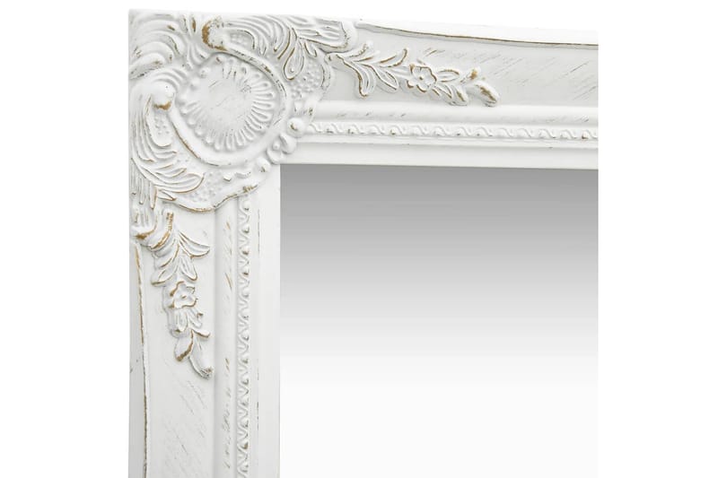 Veggspeil barokkstil 50x40 cm hvit - Veggspeil - Gangspeil