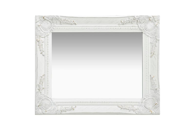 Veggspeil barokkstil 50x40 cm hvit - Innredning - Speil - Veggspeil