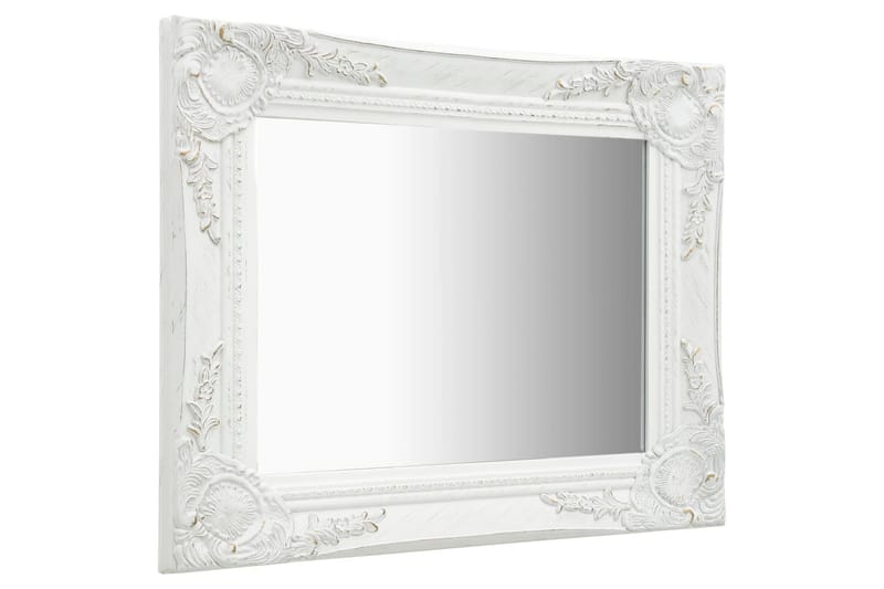Veggspeil barokkstil 50x40 cm hvit - Innredning - Speil - Veggspeil